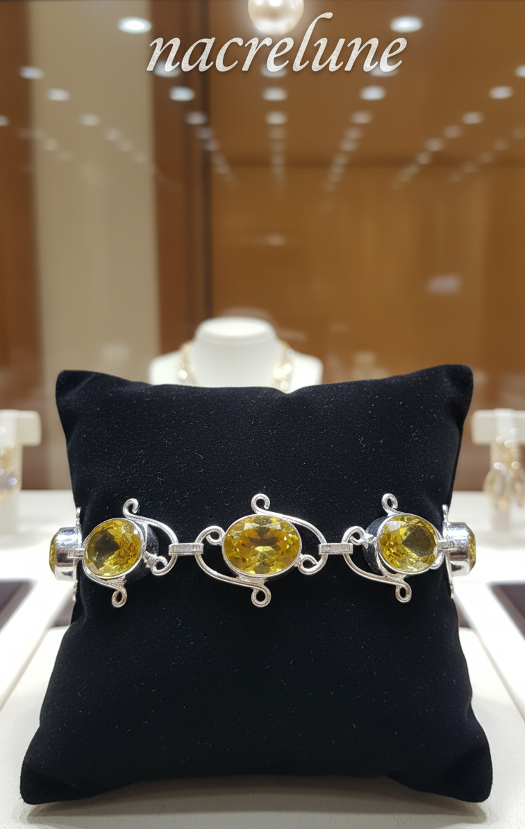 Bracelet Argent & Citrines Taillées | Pierre Solaire Naturelle – Nacrelune nacrelune.com bracelet