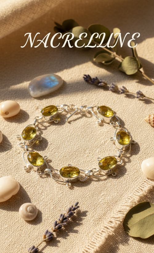 Bracelet Argent & Citrines Taillées | Pierre Solaire Naturelle – Nacrelune nacrelune.com bracelet