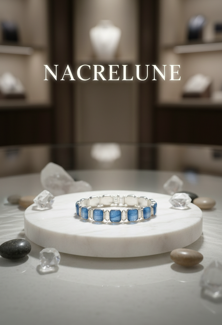 Bracelet Argent & Cyanites Polies | Pierre Bleue Auto-Purifiante – Nacrelune nacrelune.com bracelet