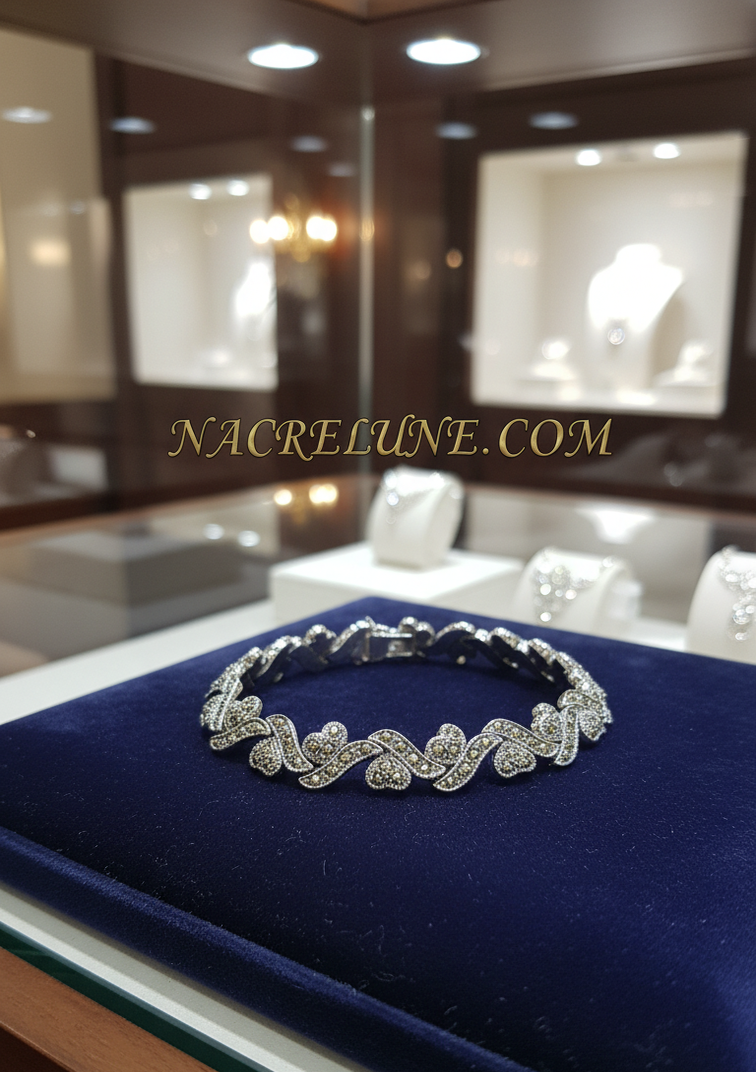 Bracelet Argent & Marcassites | Éclat Art Déco Naturel – Nacrelune nacrelune.com bracelet