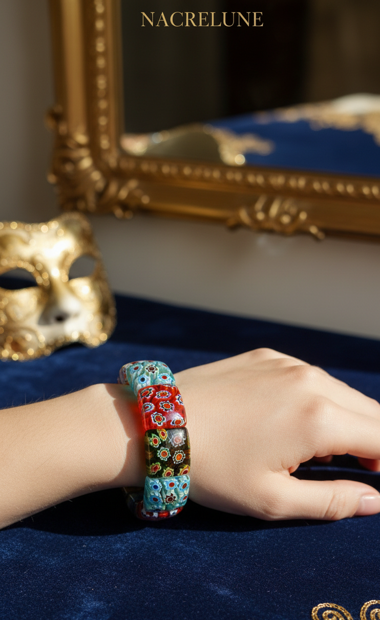 Bracelet Élastique Millefiori | Verre Vénitien Multicolore – Nacrelune nacrelune.com bracelet