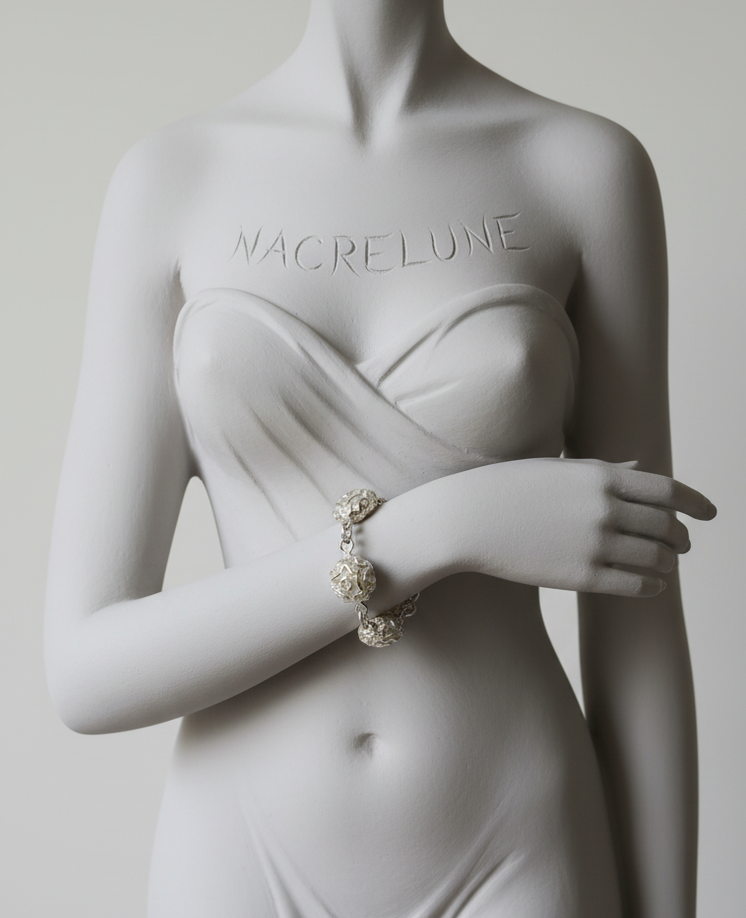 Bracelet Argent 925 en Forme de Rose - Motif Floral Sculpte | NACRELUNE NACRELUNE bracelet