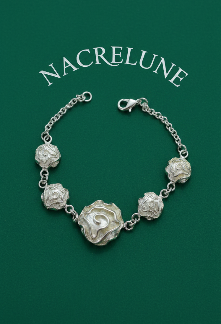 Bracelet Argent 925 en Forme de Rose - Motif Floral Sculpte | NACRELUNE NACRELUNE bracelet