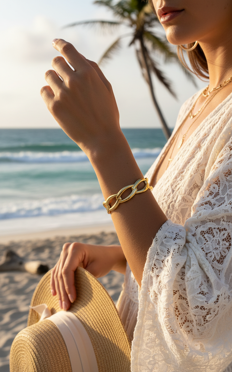 Bracelet Articulé Plaqué Or 18K – Acier Inoxydable 304