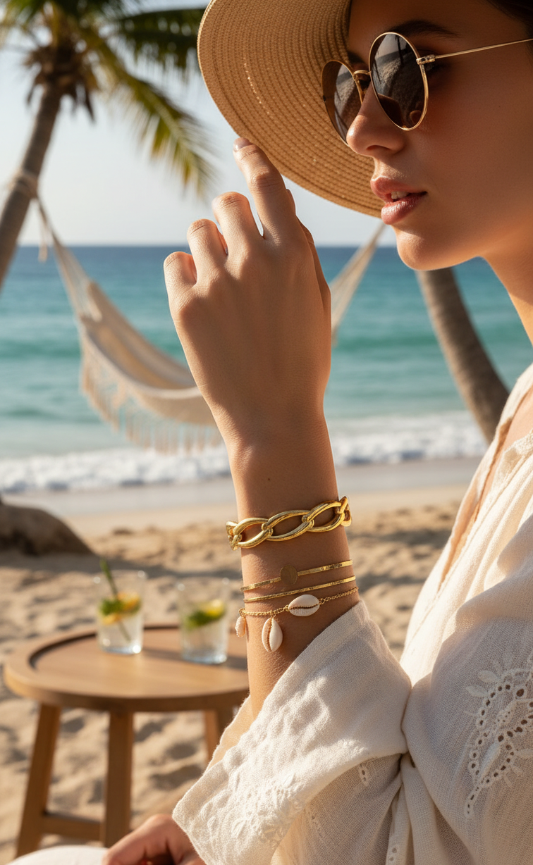 Bracelet Articulé Plaqué Or 18K – Acier Inoxydable 304