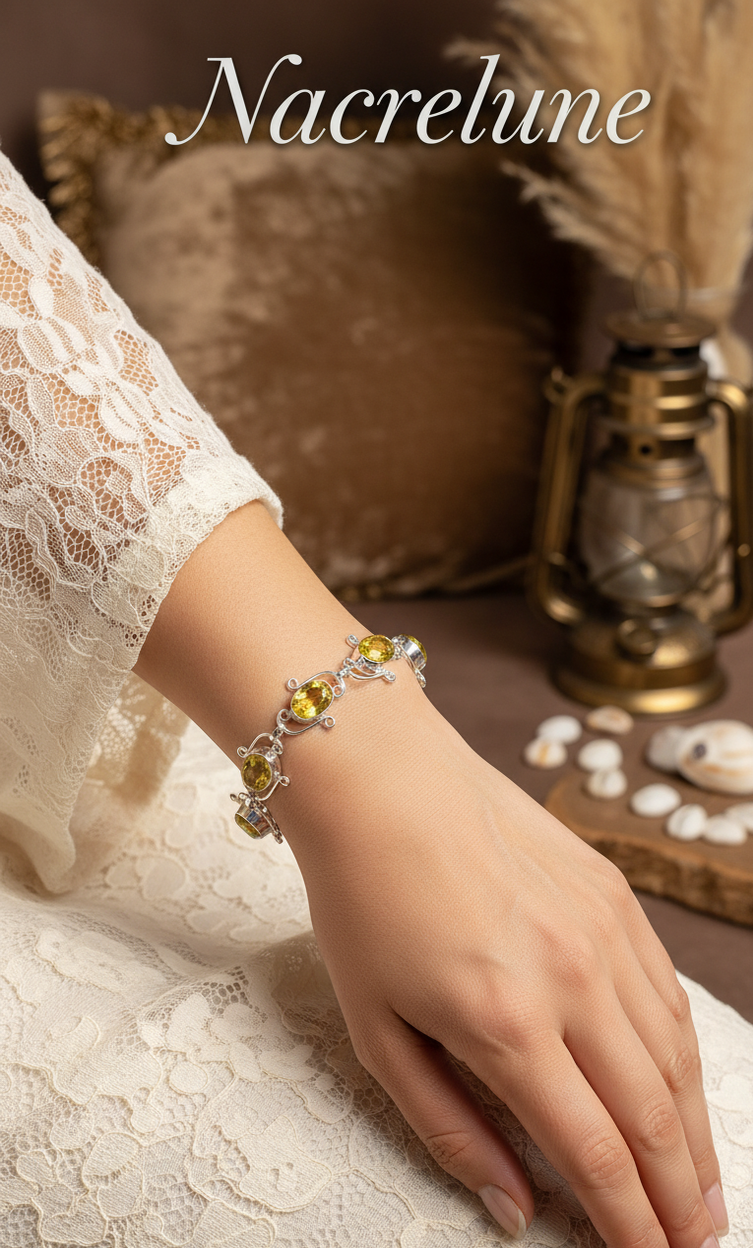 Bracelet Argent & Citrines Taillées | Pierre Solaire Naturelle – Nacrelune nacrelune.com bracelet