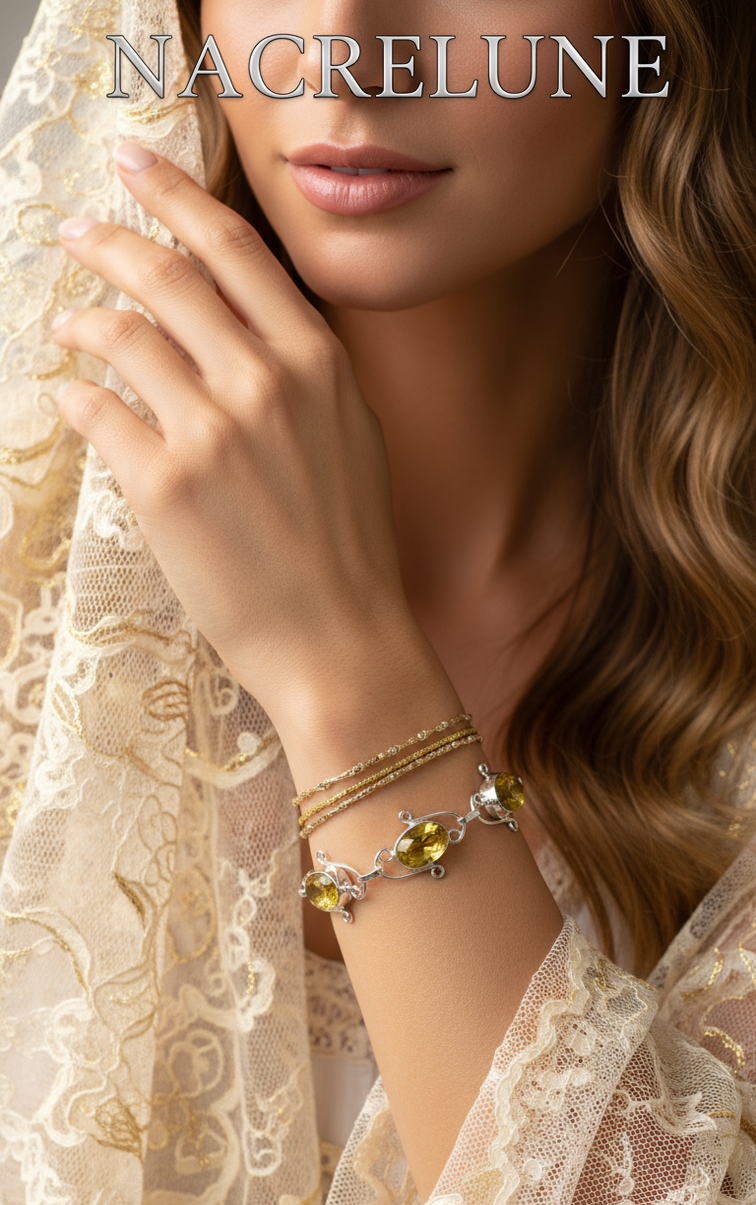 Bracelet Argent & Citrines Taillées | Pierre Solaire Naturelle – Nacrelune nacrelune.com bracelet