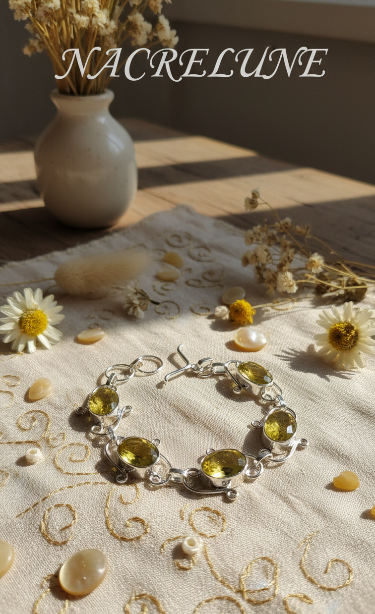 Bracelet Argent & Citrines Taillées | Pierre Solaire Naturelle – Nacrelune nacrelune.com bracelet