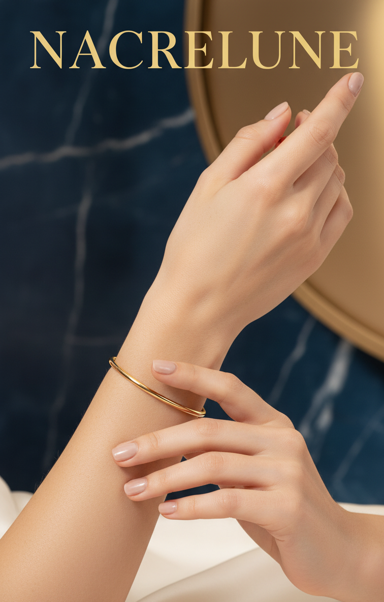 Bracelet Jonc Uni Plaqué Or 18K – Acier Inoxydable 304 & Revêtement Ionique NACRELUNE bracelet