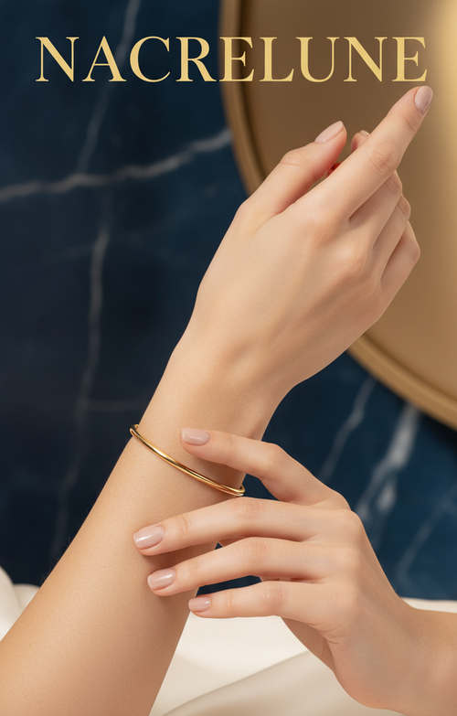 Bracelet Jonc Uni Plaqué Or 18K – Acier Inoxydable 304 & Revêtement Ionique NACRELUNE bracelet