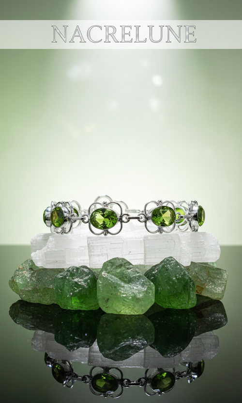 Bracelet Argent & Péridots (Olivine) | Pierre Verte Naturelle – Nacrelune nacrelune.com bracelet