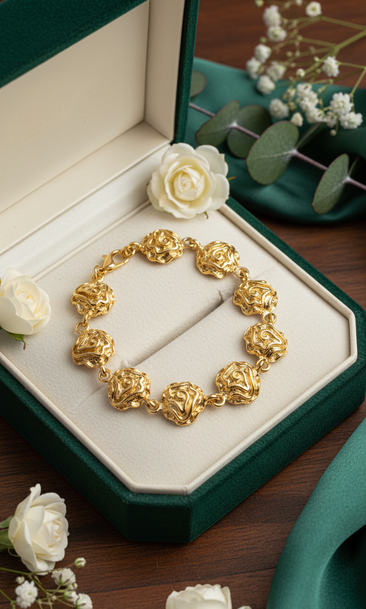 Bracelet Roses Plaqué Or | Argent 925 | Nacrelune