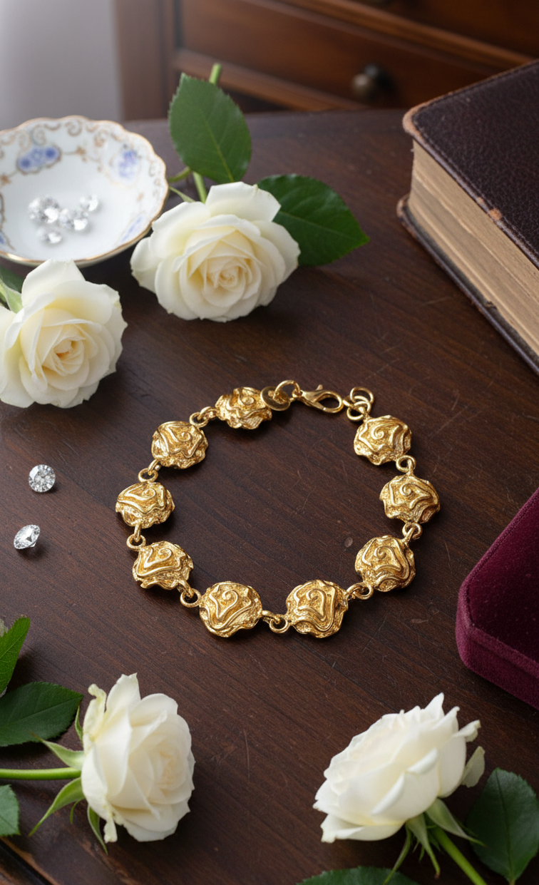 Bracelet Roses Plaqué Or | Argent 925 | Nacrelune