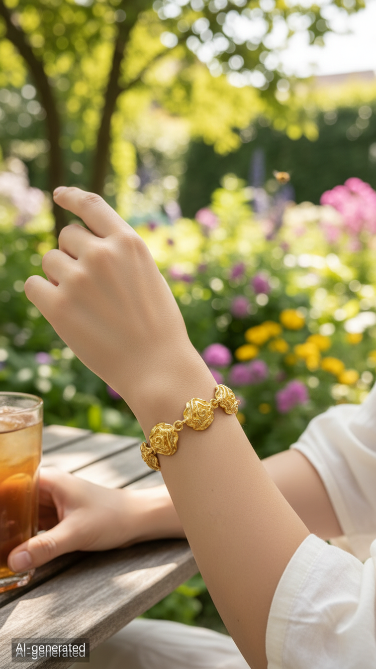 Bracelet Roses Plaqué Or | Argent 925 | Nacrelune NACRELUNE bracelet