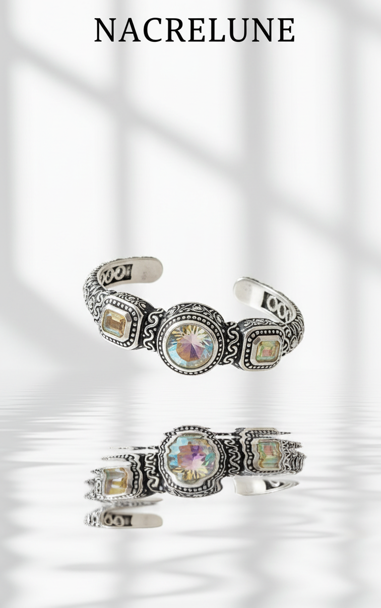 Silver bracelet with treated topaz "mystical rainbow"
