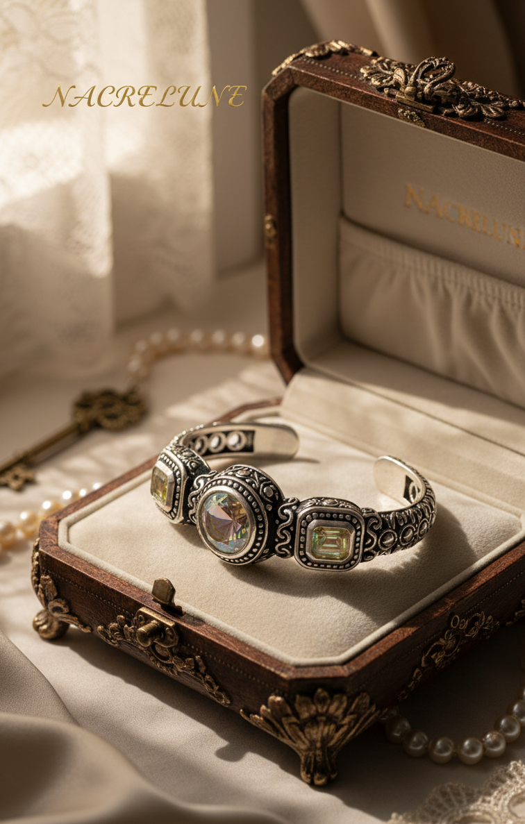 Silver bracelet with treated topaz "mystical rainbow"