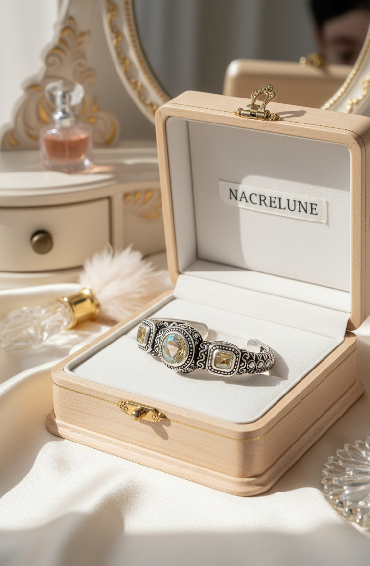Silver bracelet with treated topaz "mystical rainbow"