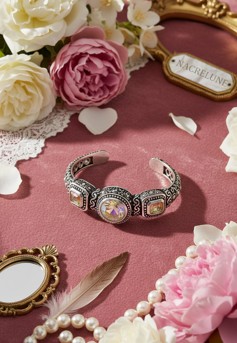 Silver bracelet with treated topaz "mystical rainbow"