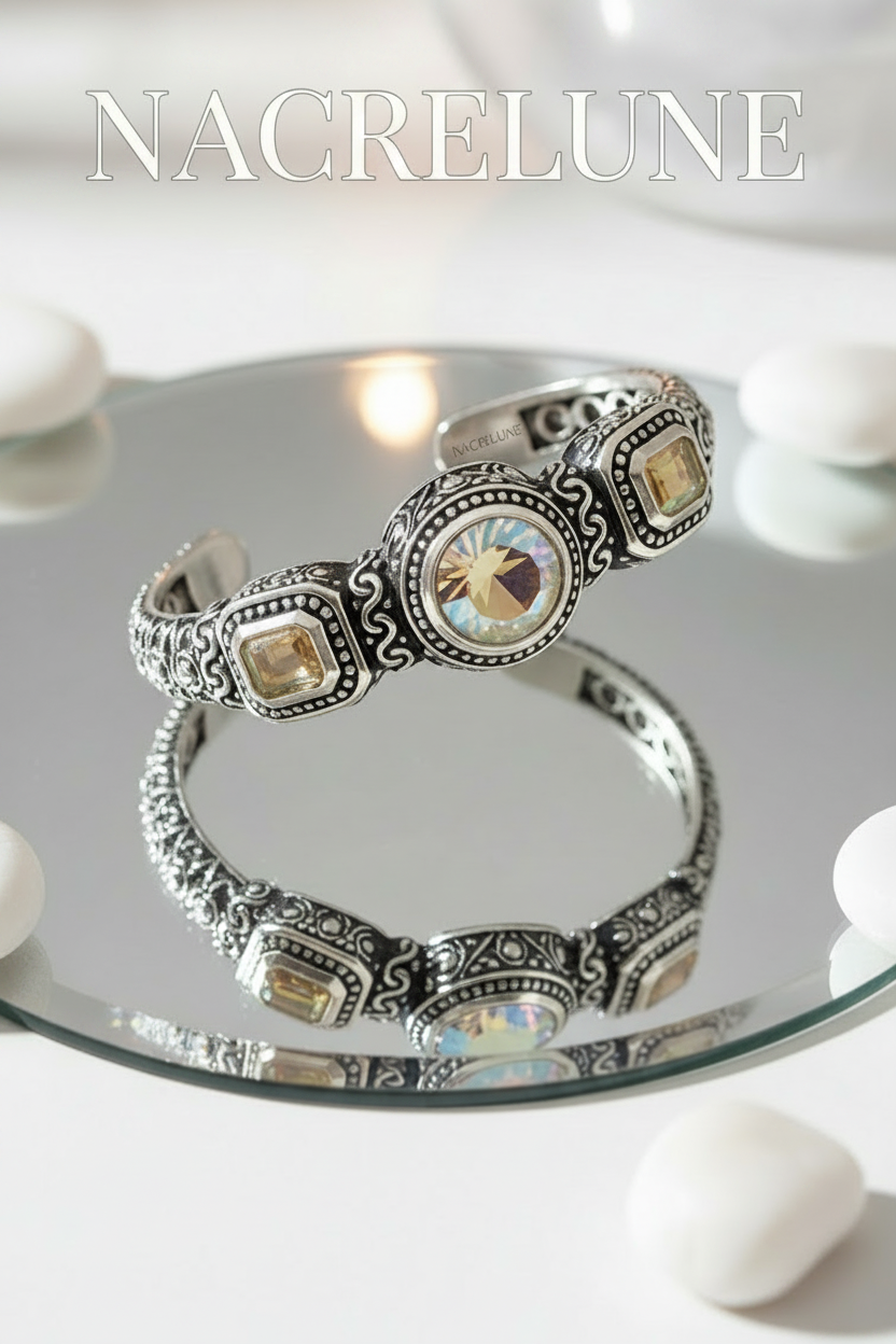 Silver bracelet with treated topaz "mystical rainbow"