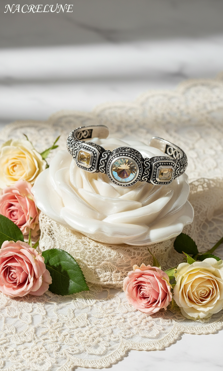 Silver bracelet with treated topaz "mystical rainbow"