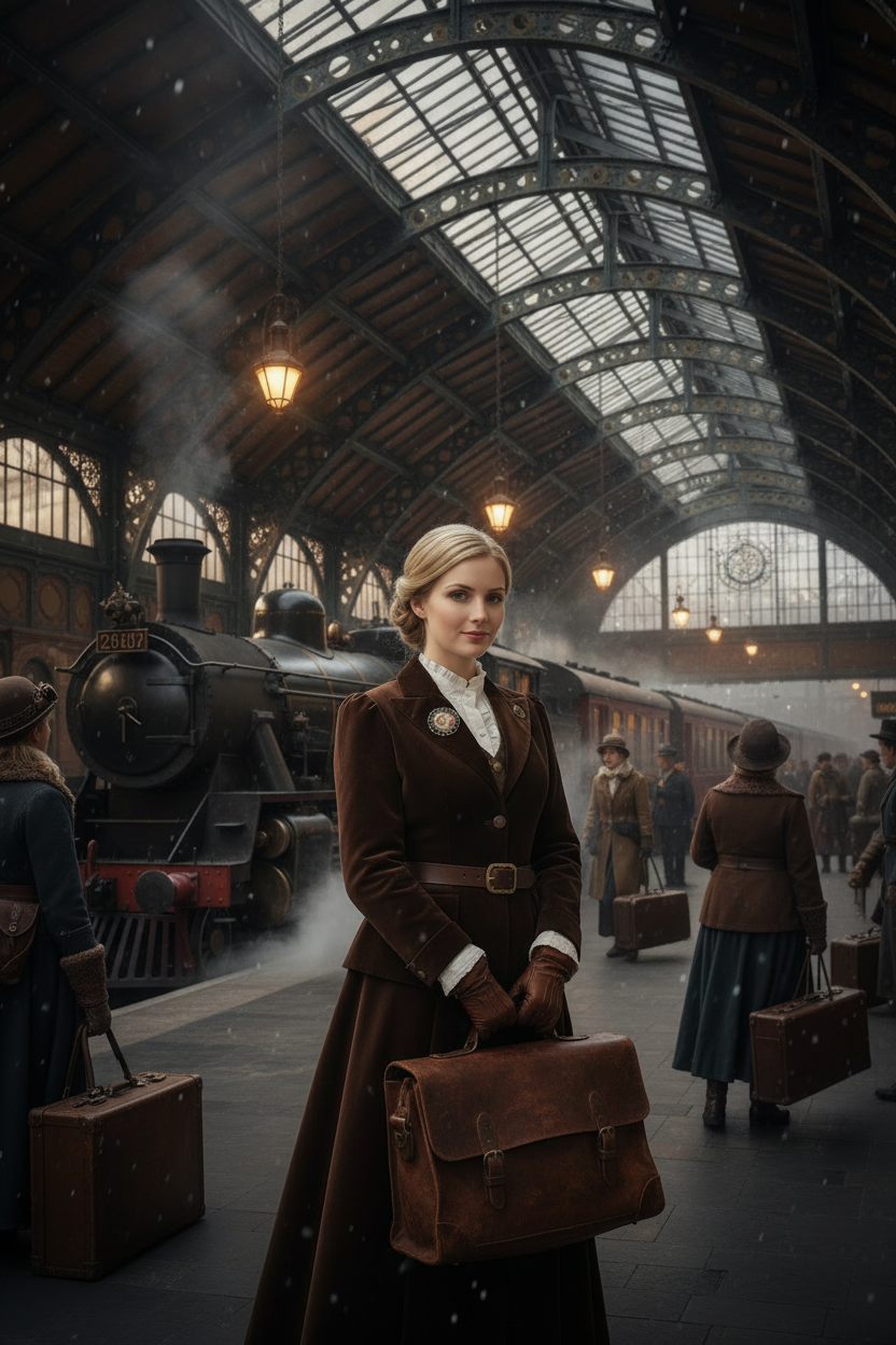 Broche camée steampunk gare