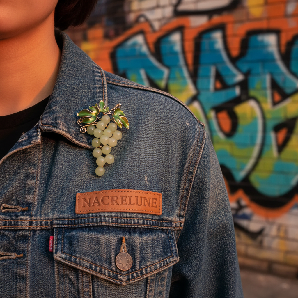 Broche Grappe de Raisin - Bijou Tendance Vintage et Artisanal nacrelune.com broche