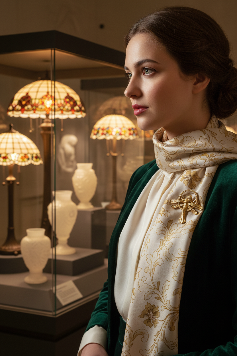 Broche dorée art nouveau musée