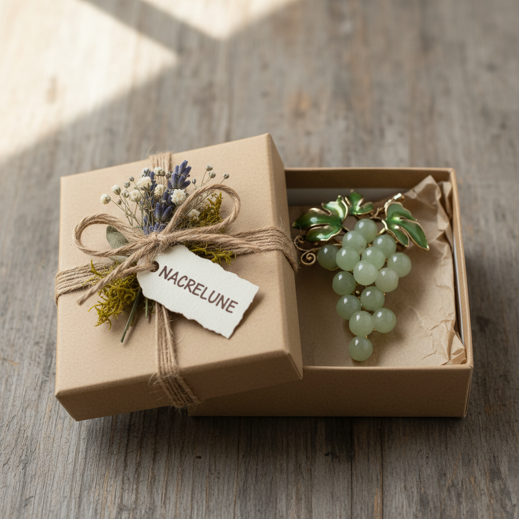 Broche Grappe de Raisin - Bijou Tendance Vintage et Artisanal nacrelune.com broche