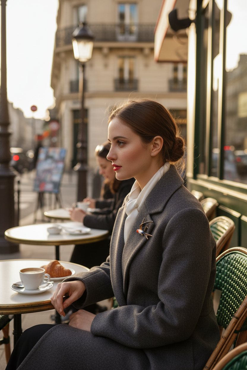 Broche hirondelle portée Paris