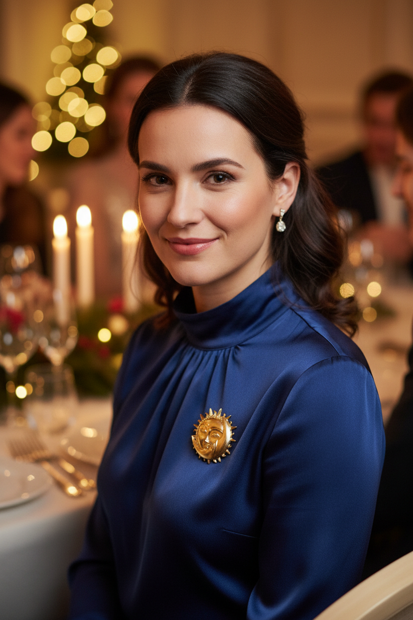 Broche lune soleil dîner