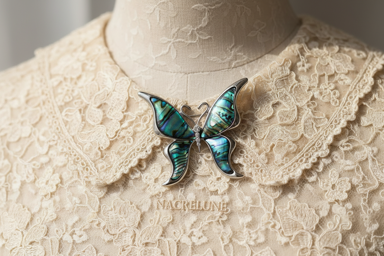 Broche papillon en nacre nacrelune.com broche