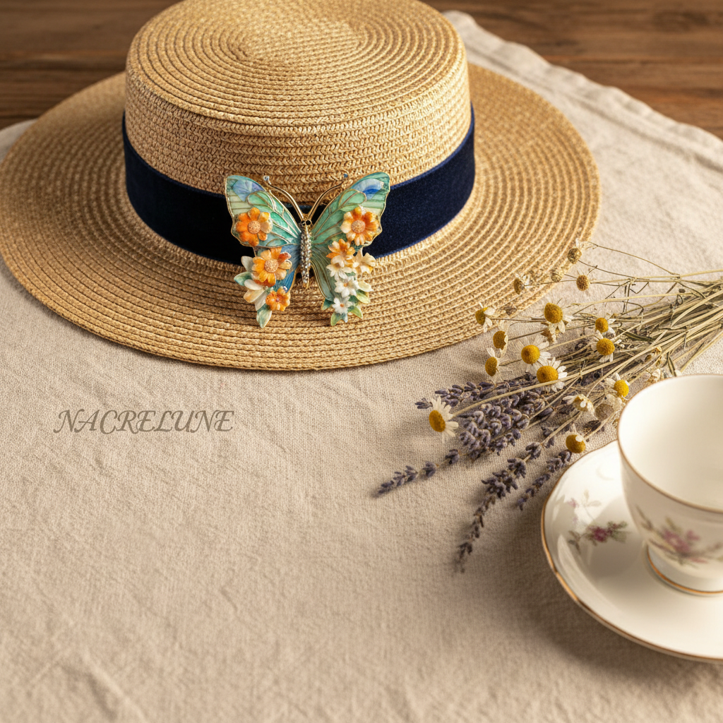 Broche Papillon en Porcelaine - Bijou Tendance Artisanal et Poétique nacrelune.com broche