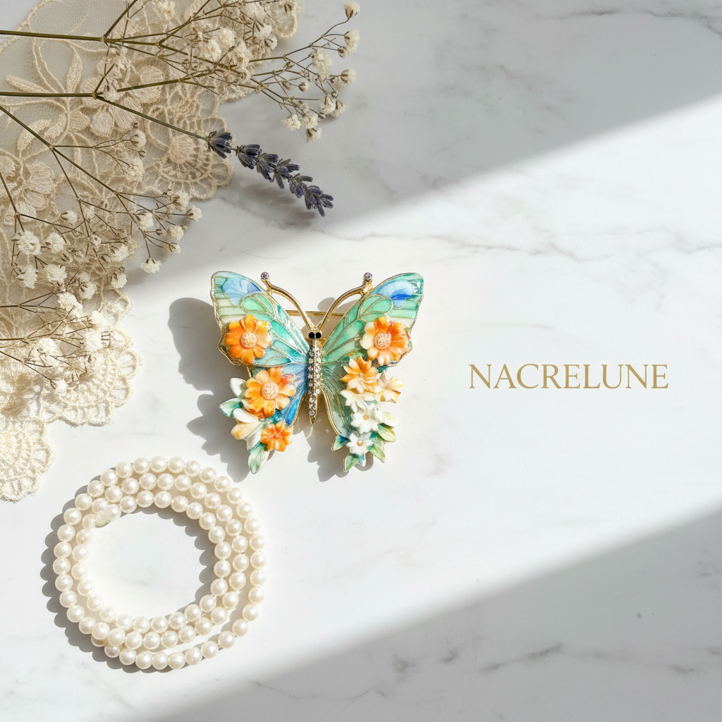 Broche Papillon en Porcelaine - Bijou Tendance Artisanal et Poétique nacrelune.com broche