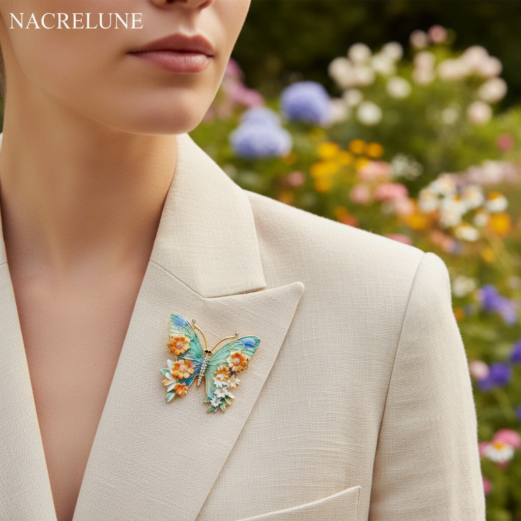 Broche Papillon en Porcelaine - Bijou Tendance Artisanal et Poétique nacrelune.com broche