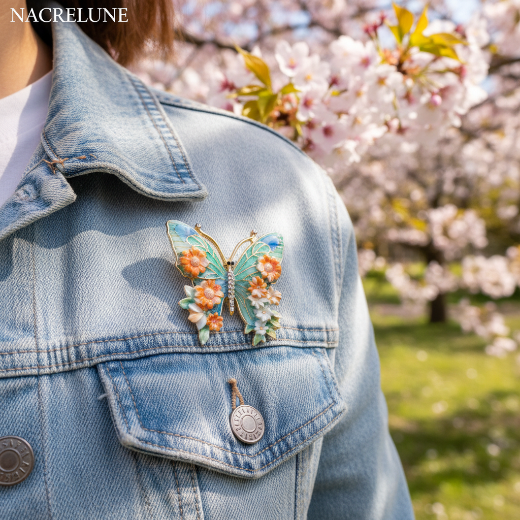 Broche Papillon en Porcelaine - Bijou Tendance Artisanal et Poétique nacrelune.com broche