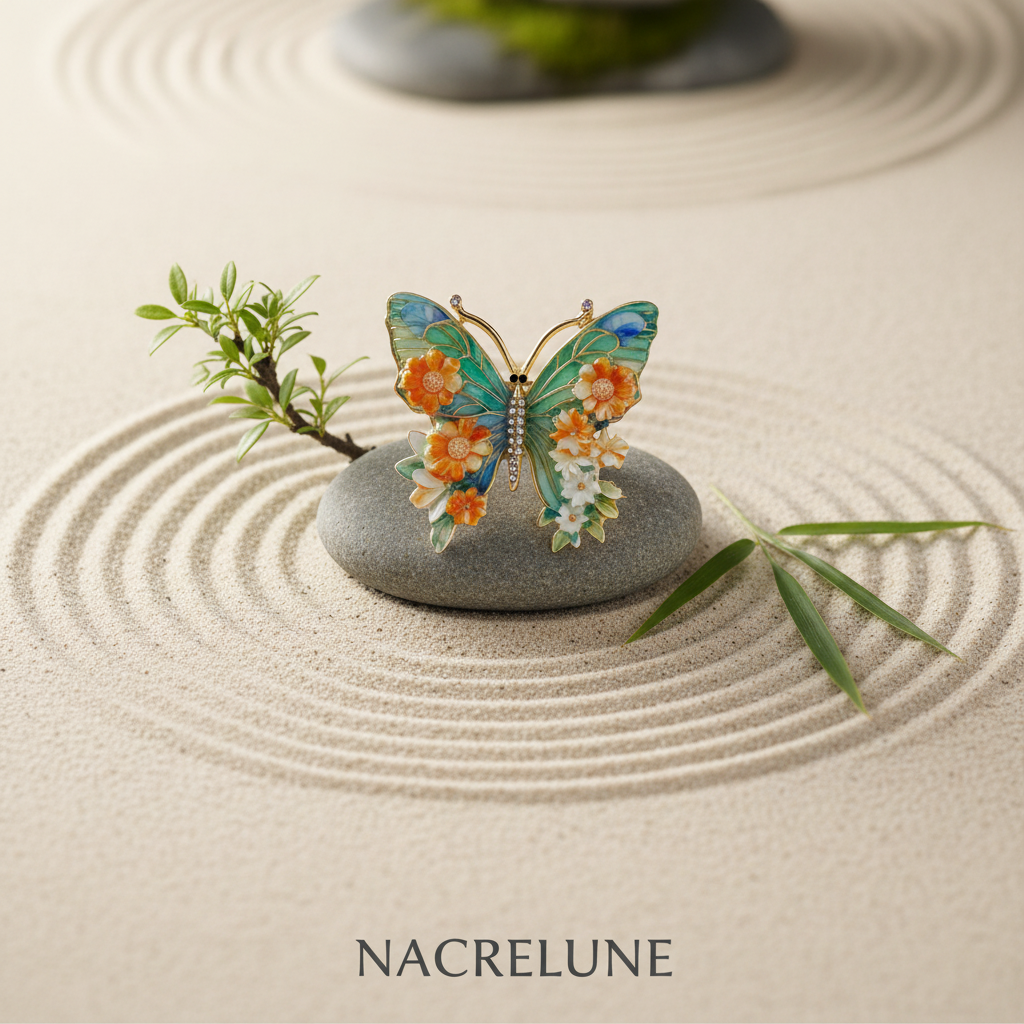 Broche Papillon en Porcelaine - Bijou Tendance Artisanal et Poétique nacrelune.com broche