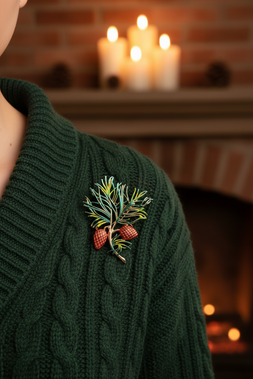 Broche branche de pin nacrelune.com broche