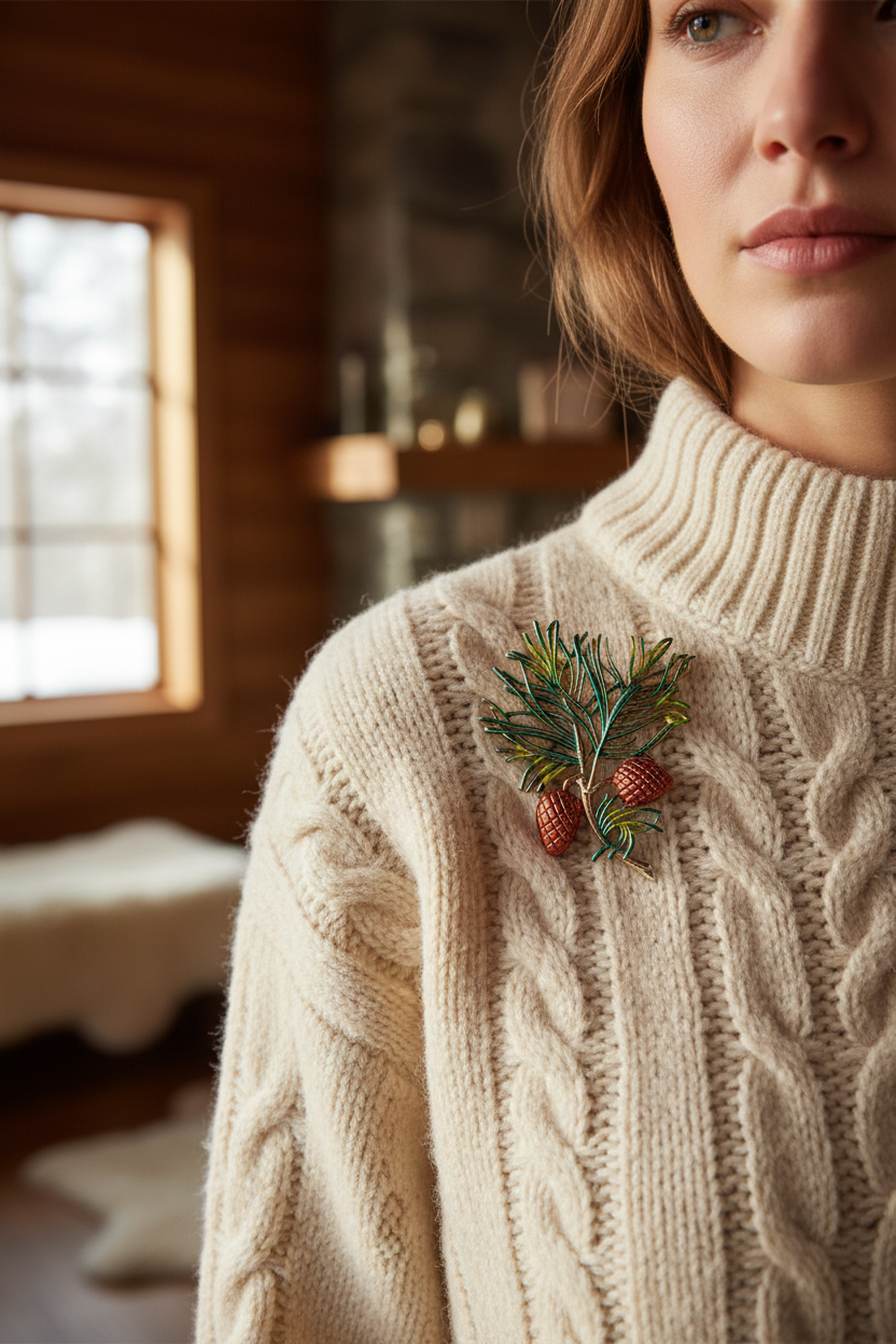 Broche branche de pin nacrelune.com broche