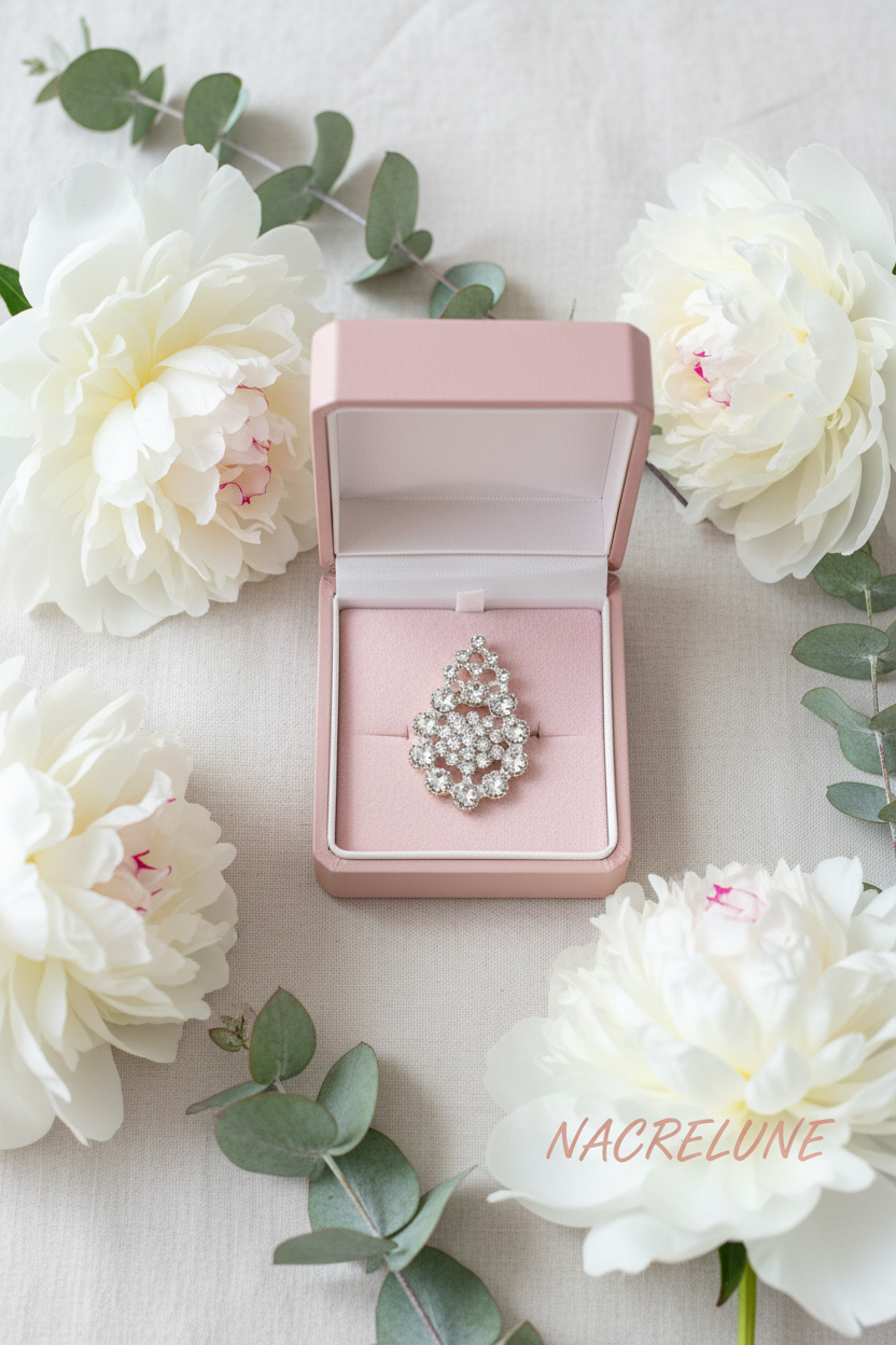 Broche Strass Blancs – Bijou Fantaisie Élégant | NACRELUNE nacrelune.com broche