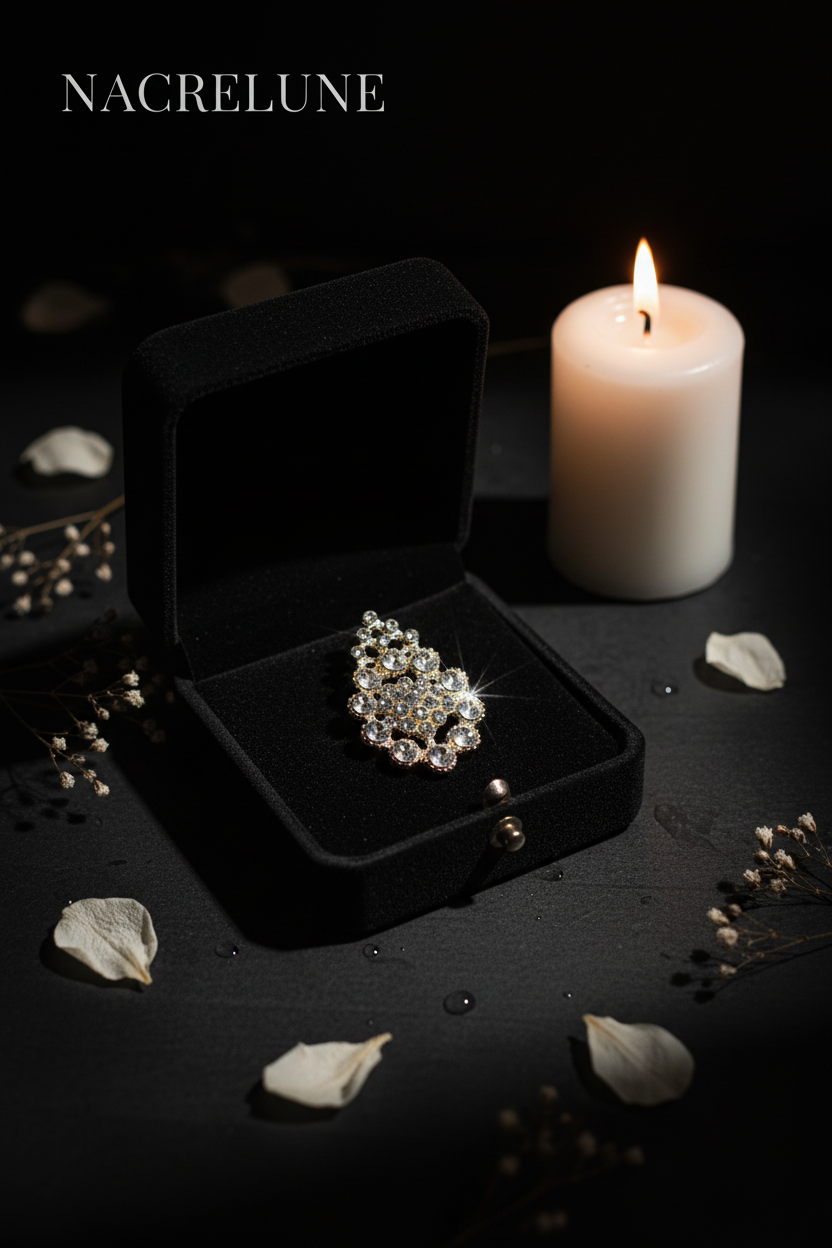 Broche Strass Blancs – Bijou Fantaisie Élégant | NACRELUNE nacrelune.com broche