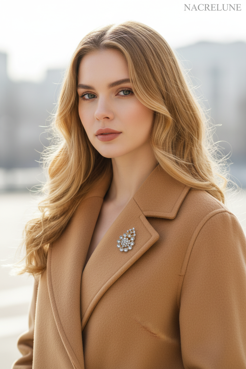Broche Strass Blancs – Bijou Fantaisie Élégant | NACRELUNE nacrelune.com broche