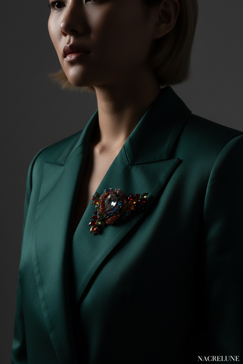 Broche Strass Multicolores – Bijou Fantaisie Artisanal | NACRELUNE nacrelune.com broche
