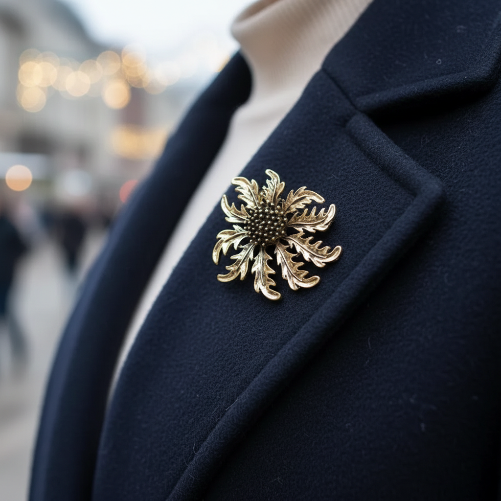 Broche botanique dorée nacrelune.com broche