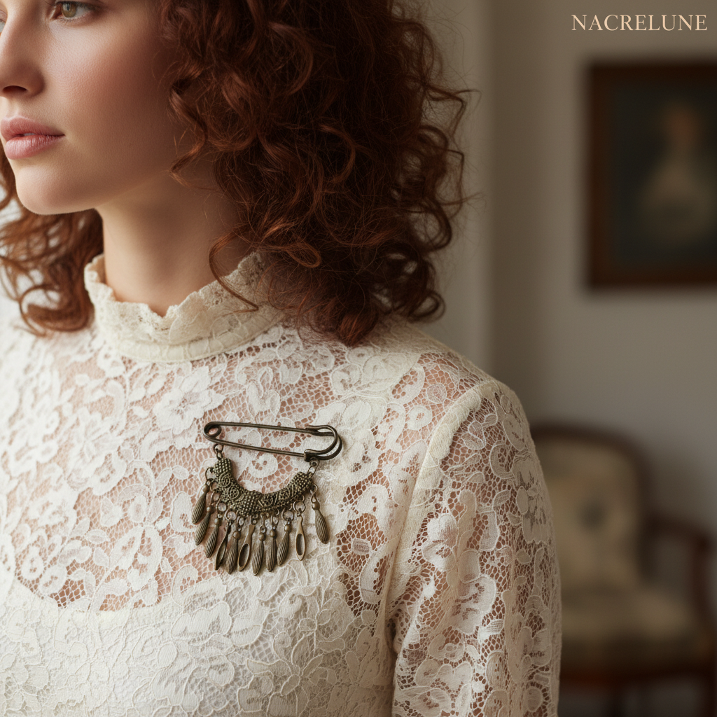 Broche Style Vieil Or | Bijou Vintage & Artisanal | NACRELUNE nacrelune.com broche