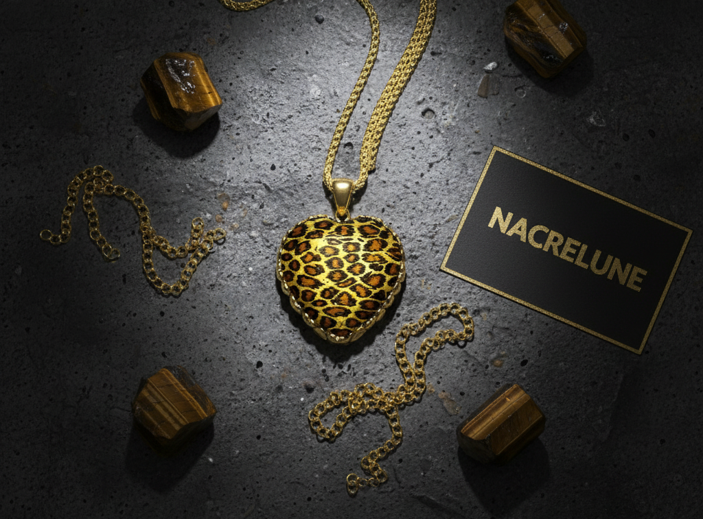 Pendentif fantaisie en forme de coeur tigré nacrelune.com pendentif