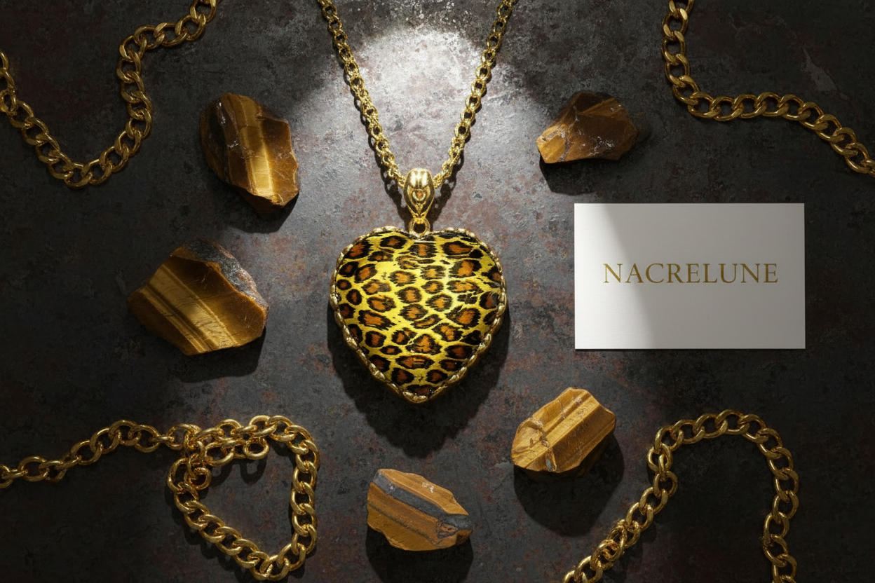Pendentif fantaisie en forme de coeur tigré nacrelune.com pendentif