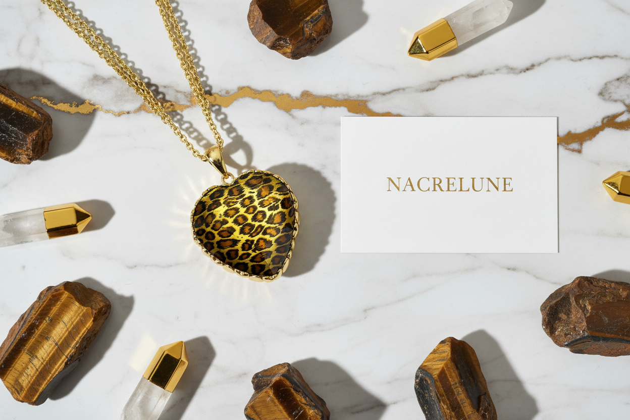 Pendentif fantaisie en forme de coeur tigré nacrelune.com pendentif