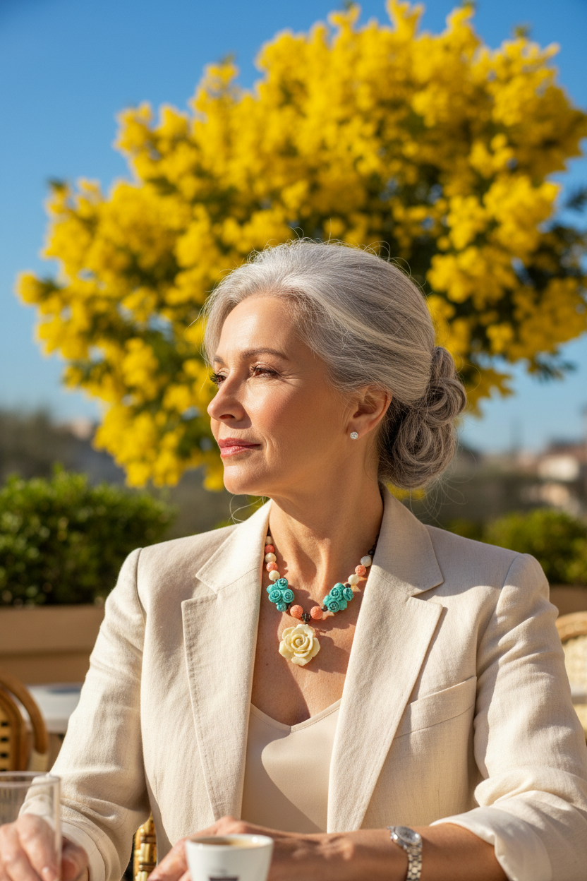 Collier Fleurs & Perles Imitation Corail – NACRELUNE NACRELUNE collier