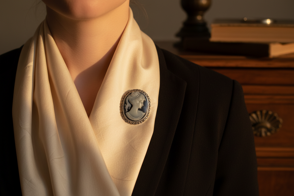 Broche camée bleu en argent 925 et marcassites nacrelune.com broche