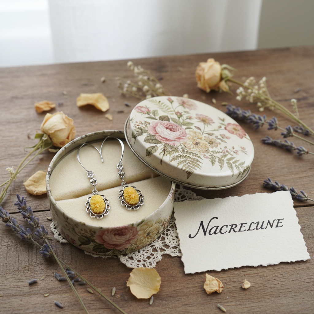 Boucles camée fleurs en resine nacrelune.com boucles d'oreille